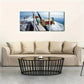 3pcs Fishing Reels and Rods White Sea Wave Metal Print Ready to Hang Art