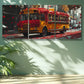 3pcs School bus, rose Art Painting Metal Print Ready to Hang Art