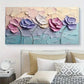 Textured Flowers Soft Pastel Wall Art Canvas Office Home Room Framed 80x45cm