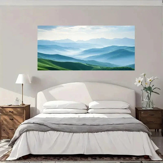 Nature Mountain Mist Wall Art Canvas Office Home Room Framed 80x45cm