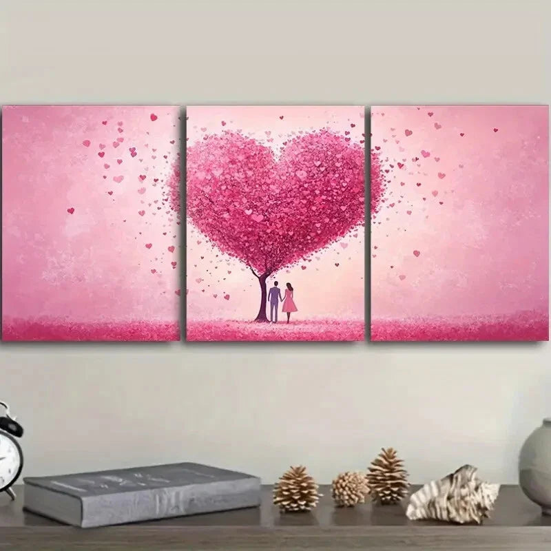 3pcs Featuring Lovers Beneath a Love Tree Wall Art Set Canvas Framed 40x60cm - High Quality Print 100% Australian Made Wall Canvas Ready to Hang