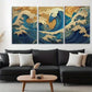 3pcs Inspired Ocean Waves Artwork Perfect Wall Art Set Canvas Framed 40x60cm - High Quality Print 100% Australian Made Wall Canvas Ready to Hang