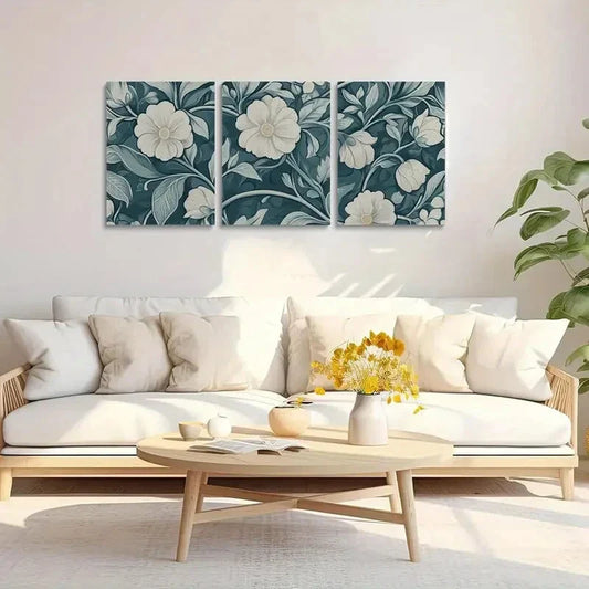 3pcs Vintage William Morris-Inspired Metal Print Ready to Hang Art