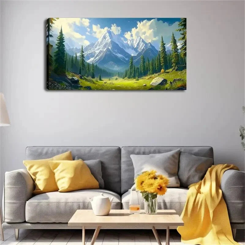 Abstract Snow Mountain Lands Wall Art Canvas Office Home Room Framed 120x60cm