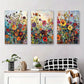 3pcs Vibrant Abstract Floral Bright Colorful Metal Print Ready to Hang Art
