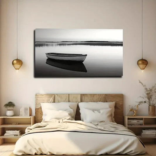 Black and White Minimalist Wall Art canvas office home room framed 120x60cm