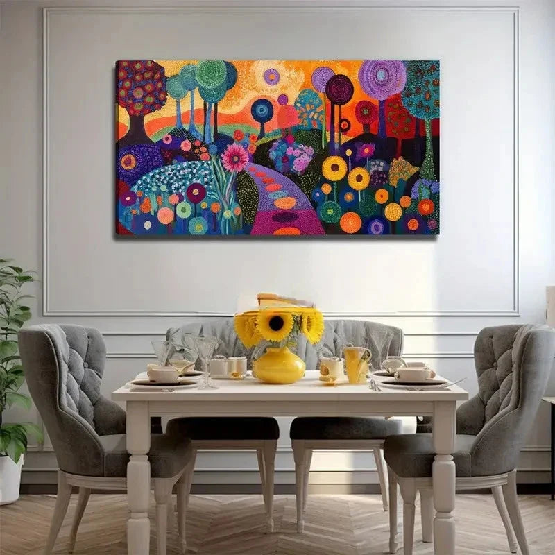 Abstract Park Painting - Modern Wall Art Canvas Office Home Room Framed 80x45cm
