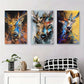 3pcs Abstract Animal Art, Vibrant Wildlife Metal Print Ready to Hang Art