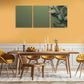 3pcs Green Leaves Abstract Metal Print Ready to Hang Art