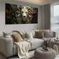 Majestic White Lion Leaves Wall Art wall canvas office home room framed 120x60cm