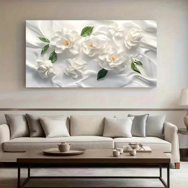 White Gardenia Flowers wall canvas office home room framed 80x45cm