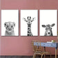 3pcs Modern Lion Cub Giraffe & Cow Prints Metal Print Ready to Hang Art
