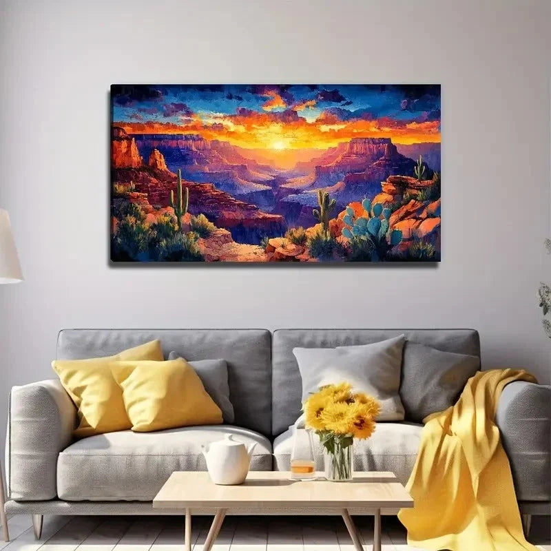Sunrise In The Canyon Wall Art Canvas Office Home Room Framed 80x45cm