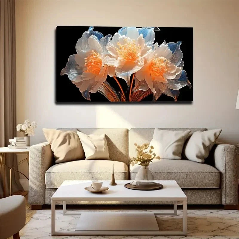 Ball Of Crystal Clear Flowers Wall Art Canvas Office Home Room Framed 80x45cm