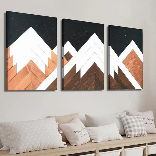 3pcs Modern Natural Wood Grain Landscape Wall Art Set Canvas Framed 40x60cm - High Quality Print 100% Australian Made Wall Canvas Ready to Hang