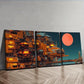 3pcs Depicting a Vibrant City Scene  Wall Art Set Canvas Framed 40x60cm - High Quality Print 100% Australian Made Wall Canvas Ready to Hang