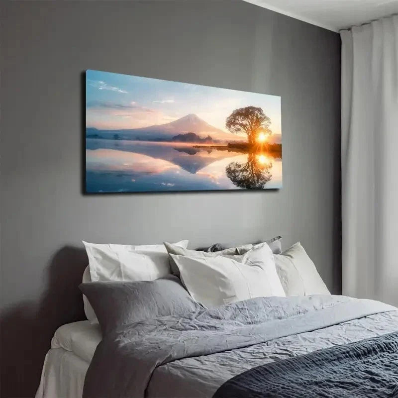 Minimalist Design Sunrise Wall Art Canvas Office Home Room Framed 80x45cm