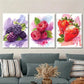 3pcs Vibrant fresh fruit art, grapes raspberries Metal Print Ready to Hang Art