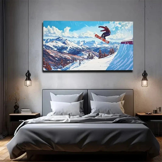 Extreme Sports Skiing Creative Wall Art Canvas Office Home Room Framed 120x60cm