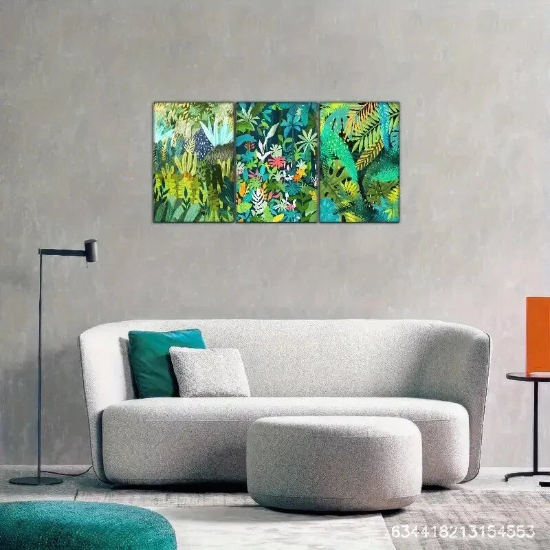 3pcs Jungle Botanical Green plants Decor Art Metal Print Ready to Hang Art