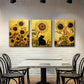 3pcs Sunflower Bear Floral Yellow Perfect Wall Art Set Canvas Framed 40x60cm - High Quality Print 100% Australian Made Wall Canvas Ready to Hang