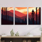 3pcs Vibrant Sunset Mountain Landscape Abstract Metal Print Ready to Hang Art