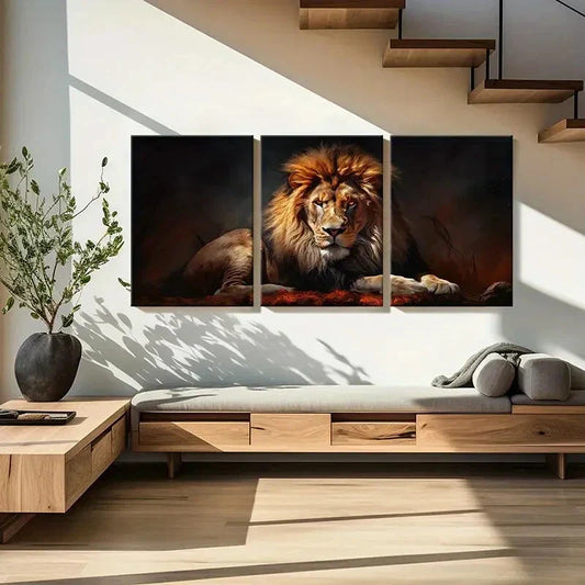 3pcs Vintage Animal Aesthetic Lion Metal Print Ready to Hang Art