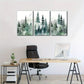 3pcs Misty Forest Green Mountain Metal Print Ready to Hang Art