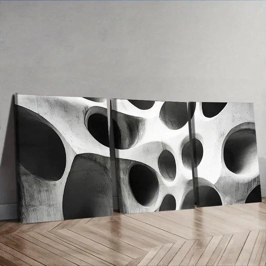 3pcs  Organic shaped holes Abstract Wall Art Set Canvas Framed 40x60cm - High Quality Print 100% Australian Made Wall Canvas Ready to Hang