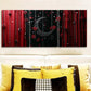 3pcs Black Moon and Red Roses Floral  Metal Print Ready to Hang Art