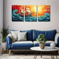 3pcs Decorations, Waves And Sailboats    Wall Art Set Canvas Framed 40x60cm - High Quality Print 100% Australian Made Wall Canvas Ready to Hang
