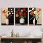 3pcs Vase, plants and flowers, modern Metal Print Ready to Hang Art