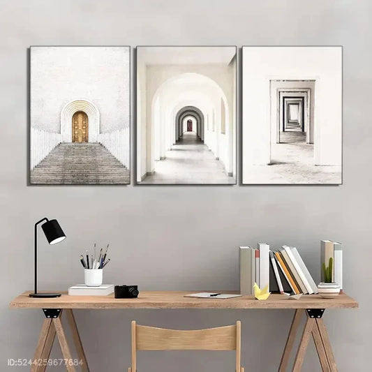 3pcs Touch of Sophistication Geometric Pattern Metal Print Ready to Hang Art