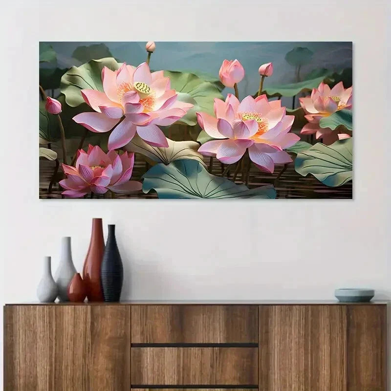 Abstract Pink for Lotus wall canvas office home room framed 120x60cm