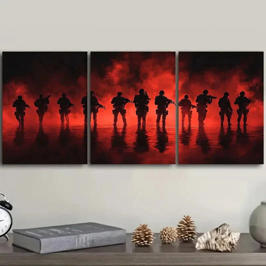 3pcs A group of soldiers standing in formation Metal Print Ready to Hang Art
