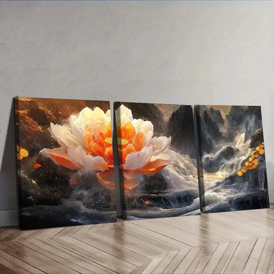3pcs Giant peony (2) Floral Wall Art Set Canvas Framed 40x60cm - High Quality Print 100% Australian Made Wall Canvas Ready to Hang