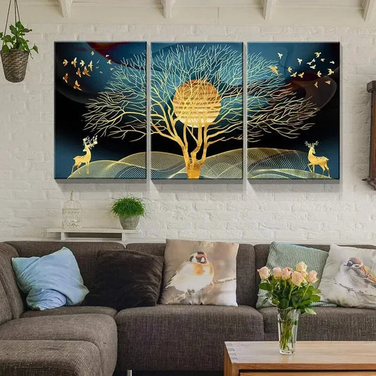 3pcs natural flower and plant farmhouse  Metal Print Ready to Hang Art