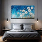White Dandelion Design Wall Art Canvas Office Home Room Framed 80x45cm