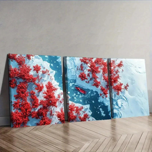3pcs Coral trees and rivers   Wall Art Set Canvas Framed 40x60cm - High Quality Print 100% Australian Made Wall Canvas Ready to Hang
