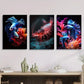 3pcs Fantasy underwater creatures, red shrimp Metal Print Ready to Hang Art