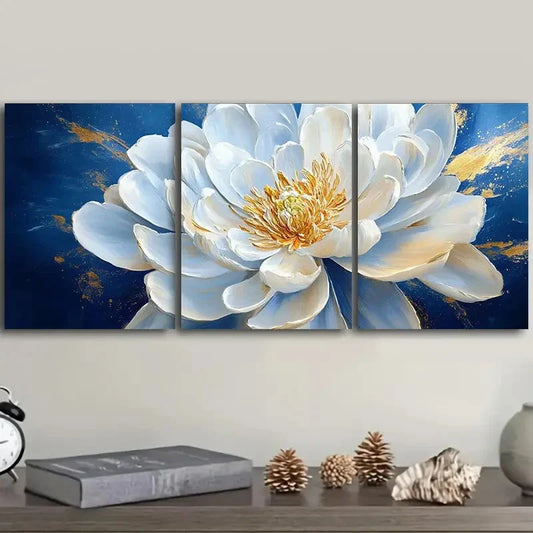 3pcs Oversized white flowers Metal Print Ready to Hang Art