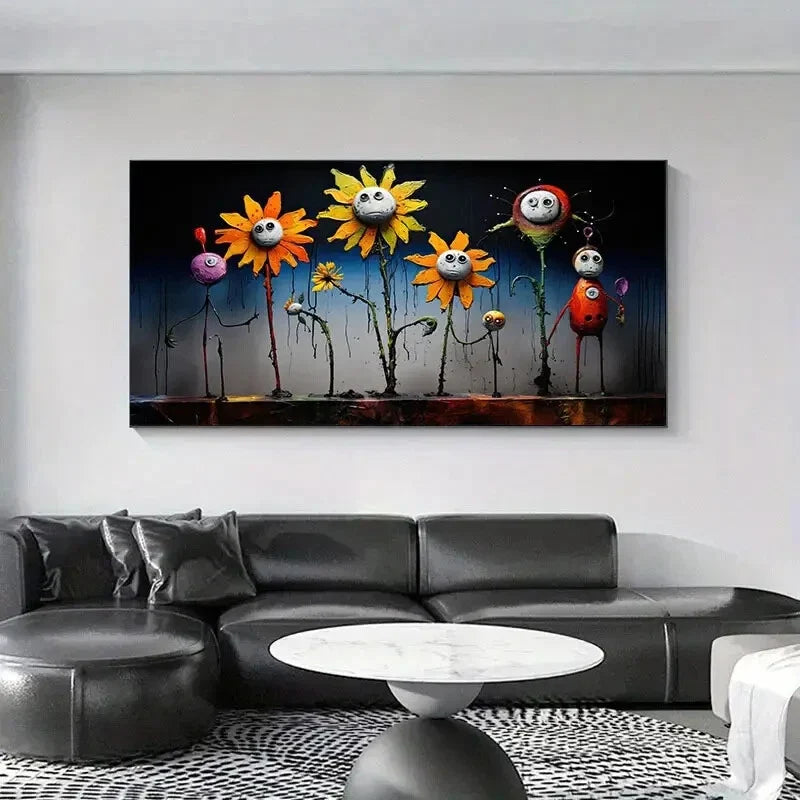 Vibrant Abstract Graffiti Wall Art Canvas Office Home Room Framed 120x60cm