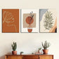 3pcs Modern bohemian stylish plant leaf line  Wall Art Set Canvas Framed 40x60cm - High Quality Print 100% Australian Made Wall Canvas Ready to Hang