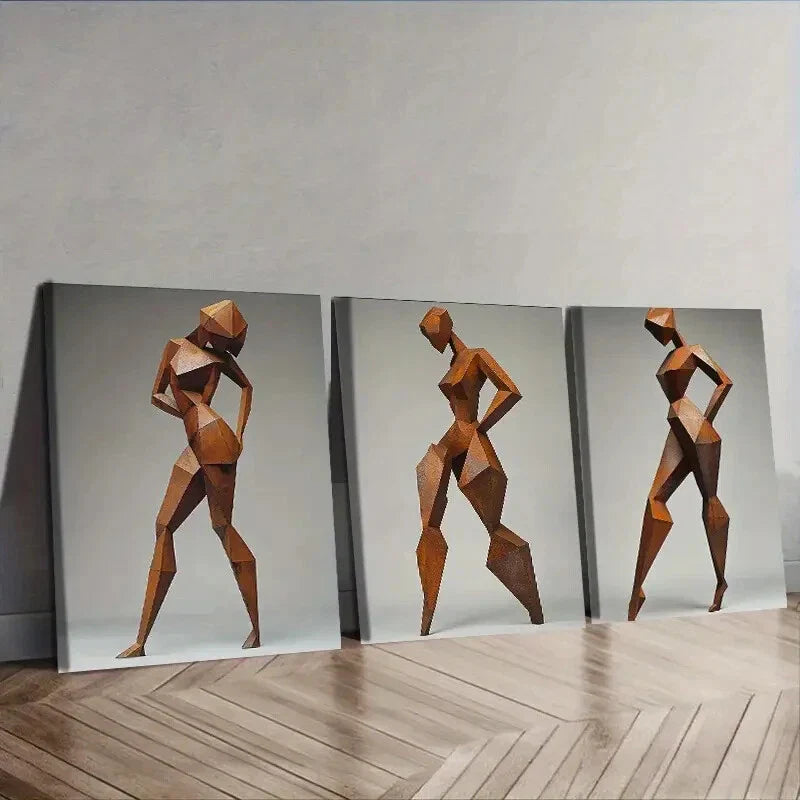 3pcs Rusty metal girl Dark Background Wall Art Set Canvas Framed 40x60cm - High Quality Print 100% Australian Made Wall Canvas Ready to Hang
