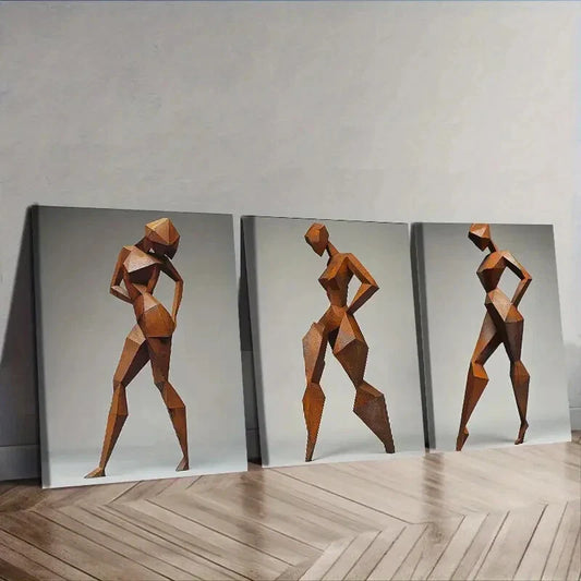 3pcs Rusty metal girl Dark Background Wall Art Set Canvas Framed 40x60cm - High Quality Print 100% Australian Made Wall Canvas Ready to Hang