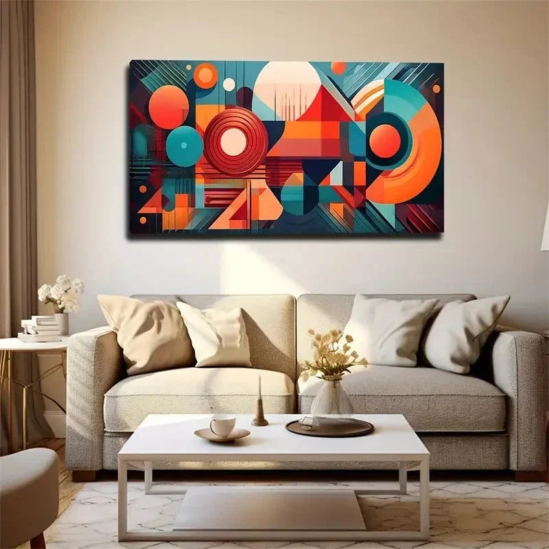 Abstract Geometric Figures Wall Art Canvas Office Home Room Framed 120x60cm