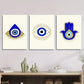 3pcs Teardrop &amp; Hand Shaped Greek Eye, Metal Print Ready to Hang Art
