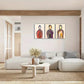 3pcs Surreal Male Figures in Red Purple & Yellow Metal Print Ready to Hang Art