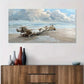 Blue Beach Wood Painting wall canvas office home room framed 120x60cm