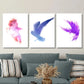 3pcs , Colorful Pigeon & Crow Illustrations Metal Print Ready to Hang Art